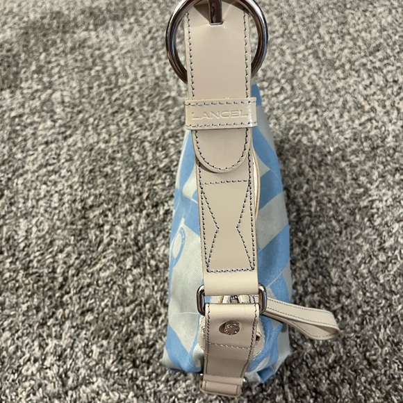Lancel canvas and leather buckle motif handbag break and blue - Picture 6 of 12